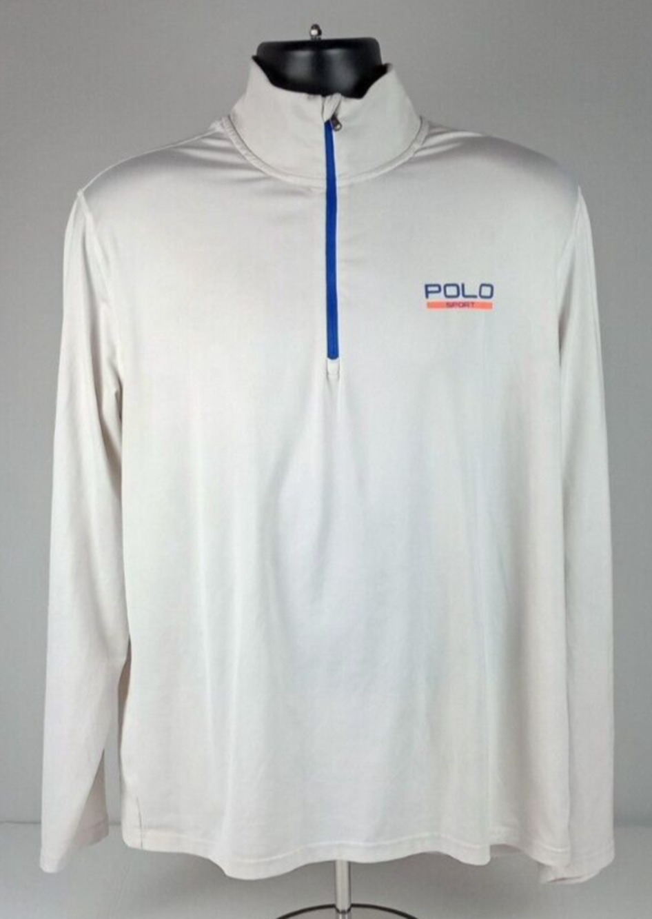 Polo Sport Ralph Lauren Men's L White Long Sleeve 1/4 Zip Pullover‎ Shirt